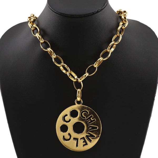 [Chanel] Chanel Round Logo Collier Vintage Gold Plating Environ 170g Round Logo Dames