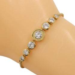 [Michael Kors] Michael course Bracelet Plated Gold× Rhinestone about 8.0g Ladies A-Rank