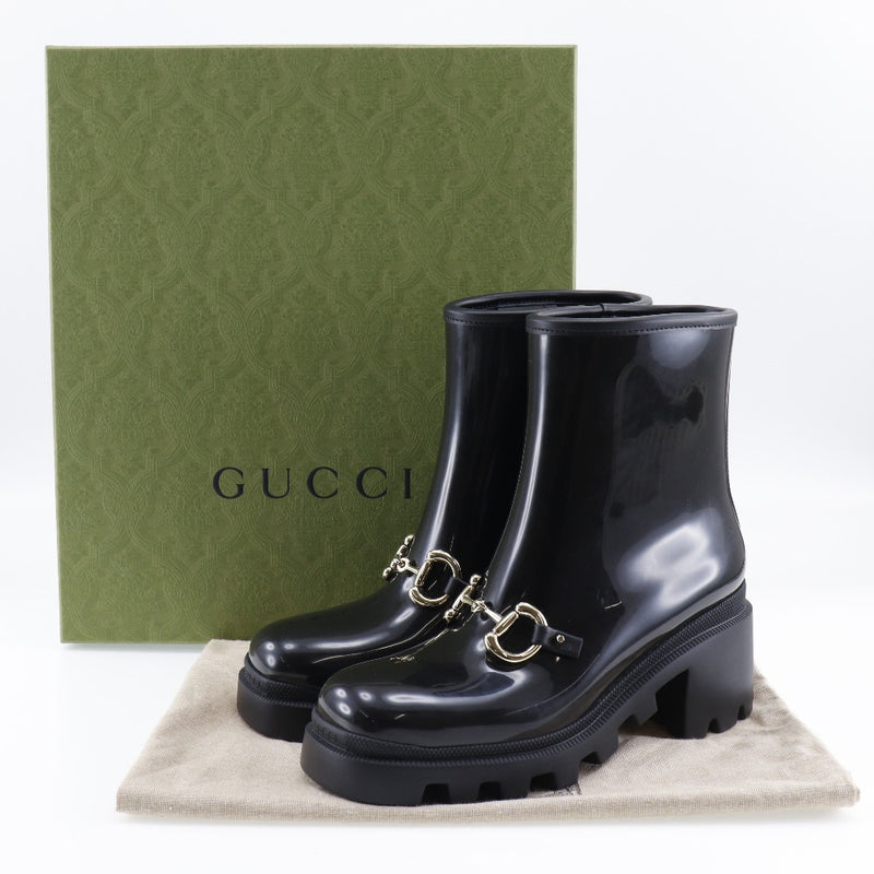 [Gucci] Gucci 
 Zapatos de lluvia 
 Bit de manguera de tobillo 670407 JCCP0 1000 RABER NEGRAS DE LAS NEGRAS A-Rank