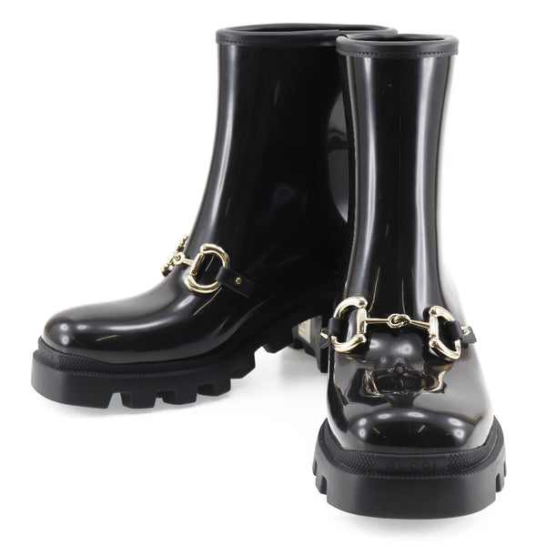 [Gucci] Gucci 
 Chaussures de pluie 
 Bit du tuyau de la cheville 670407 JCCP0 1000 Rubber Black Ladies A-Rank