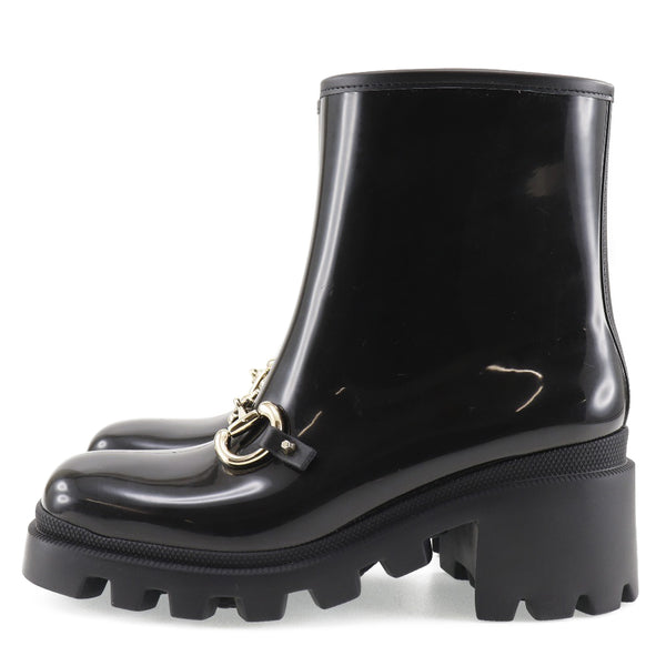 [Gucci] Gucci 
 Chaussures de pluie 
 Bit du tuyau de la cheville 670407 JCCP0 1000 Rubber Black Ladies A-Rank