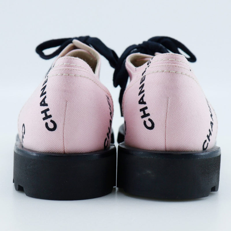 [Chanel] Chanel Logo Print Sneakers 95p A05136 Toile Pink / Black Logo Print dames A-Rank