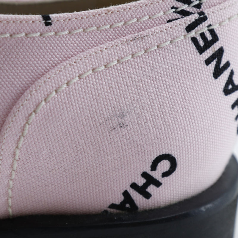 [Chanel] Chanel Logo Print Sneakers 95p A05136 Toile Pink / Black Logo Print dames A-Rank