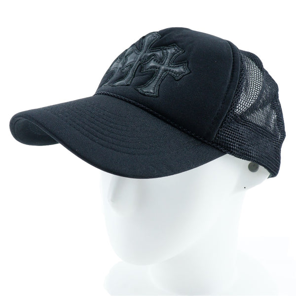 [Chrome Hearts] Chrome Hearts 3 Cemetery Cross Cap Polyester X Leather Black Cross 3 Cemetery Cross Unisex A-Rank