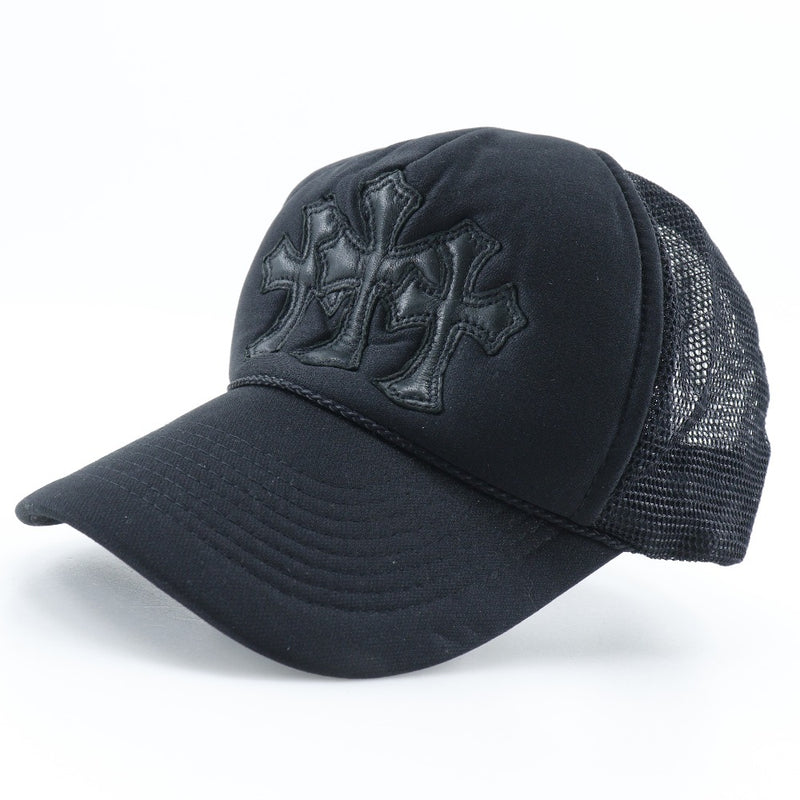 [Corazones cromados] Chrome Hearts 3 Cemetery Cross Cap Polyester x Cuero Cruz negra 3 Cementerio Cross Unisex A-Rank