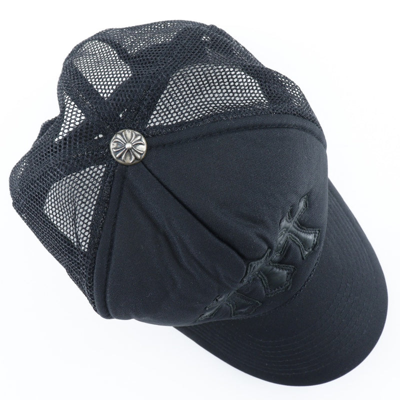 [Chrome Hearts] Chrome Hearts 3 Cemetery Cross Cap Polyester X Leather Noir Cross 3 Cimenery Cross Unisex A-Rank