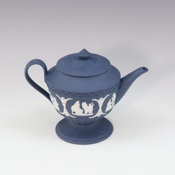 【Wedgwood】ウェッジウッド
 ジャスパー ポートランドブルー 食器
 ミニティーポット jasper portland blue _Aランク