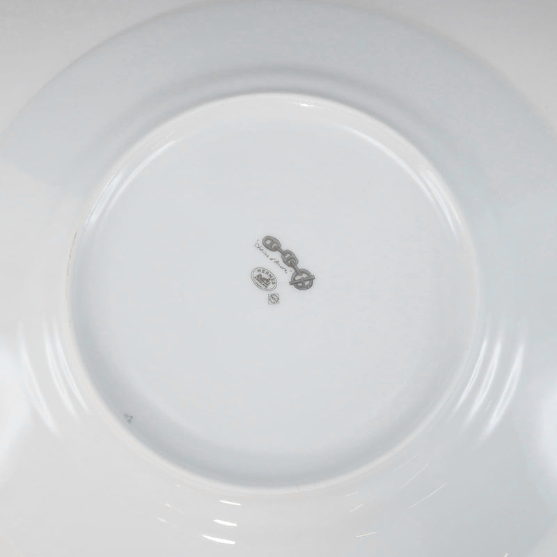 [HERMES] Hermes 
 Chaine d’Ancre Silver Tableware 
 27cm Plate Porcelain Chaine D'Ancre Silver_