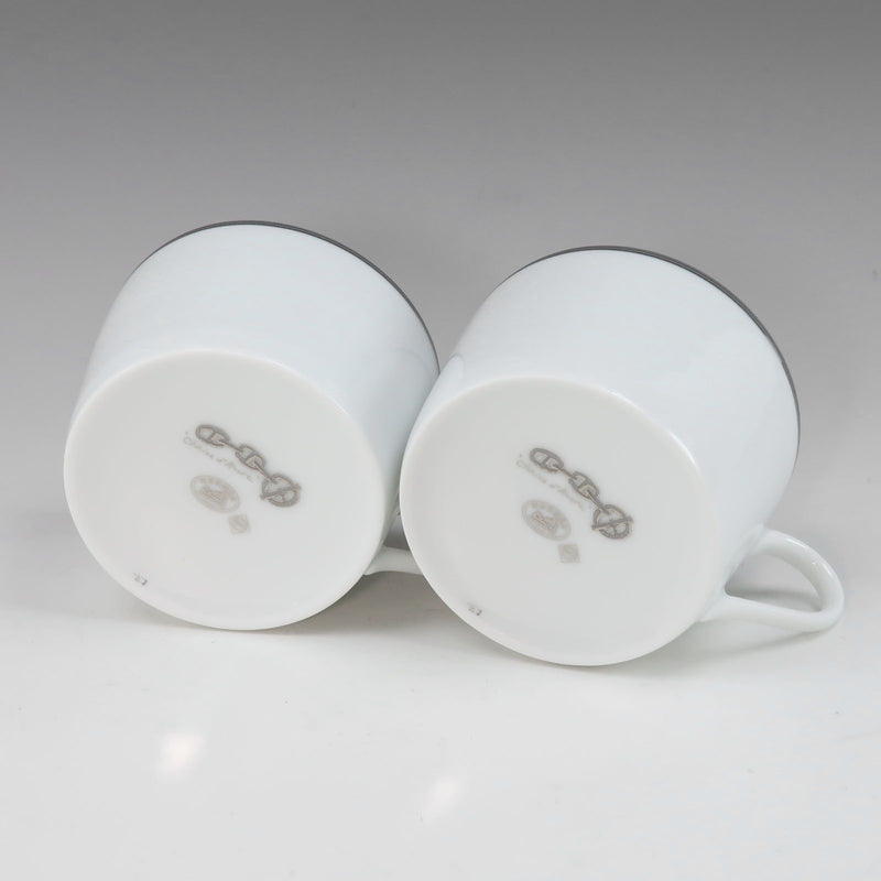 [Hermes] Hermes Chaine d’Ancre Silver Testament Cup & Saucer × 2 porcelana cadena de plata _a rango