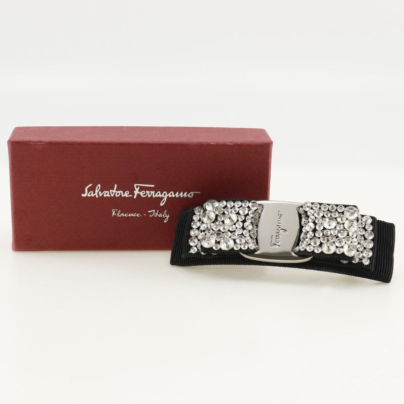 [Salvatore Ferragamo] Salvatore Ferragamo Vala Balletta Cotton x Rhinestone Black VALA Ladies A Rank