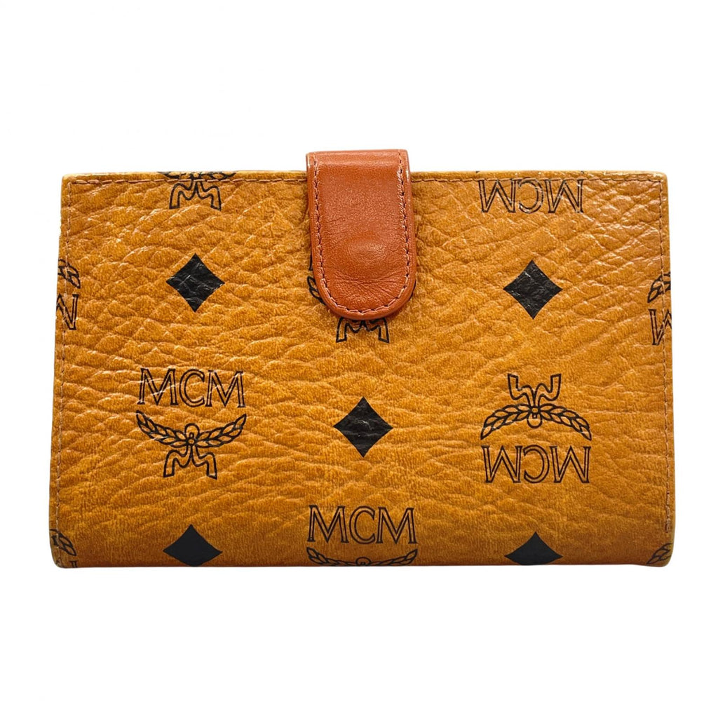 MCM 二つ折り財布 ヴィセトス がま口 ブラウン ヴィンテージ ユニセックス MCM】エム・シー・エム ヴィセトス柄 二つ折り財布 がま口 PVC×レザー