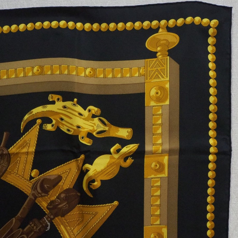 [HERMES] Hermes 
 Carre 90 scarf 
 CUILLERS D'AFRIQUE Silk Black Carre90 Ladies A+Rank