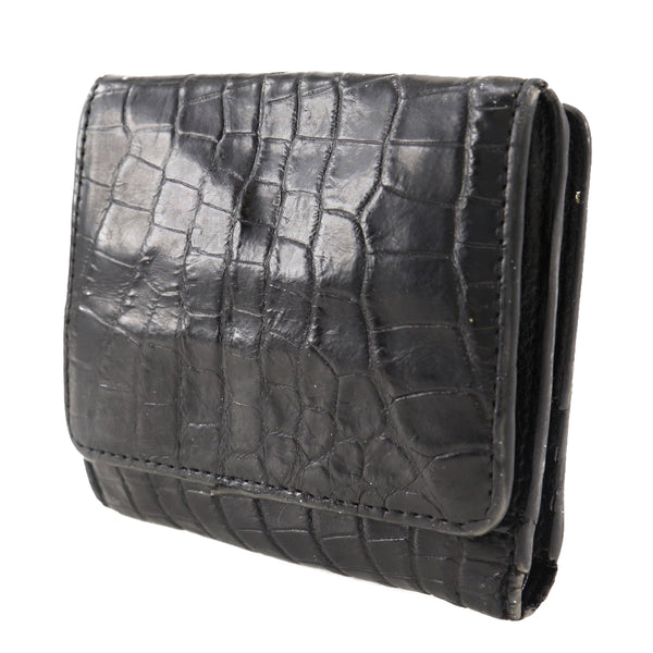 Bi-fold wallet 
 Crocodile Black Snap button Men's B-Rank