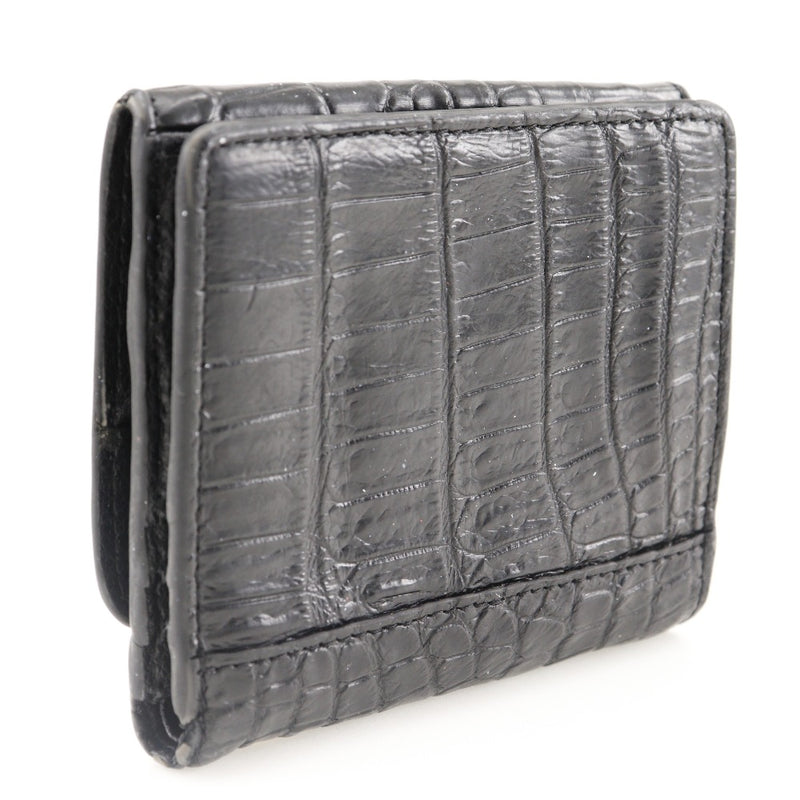 Bi-fold wallet 
 Crocodile Black Snap button Men's B-Rank
