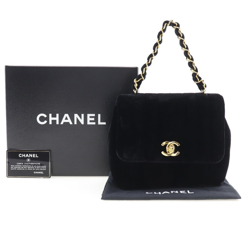 [CHANEL] Chanel 
 COCO Mark Handbag 
 Velor Black Handbag Turn Lock COCO Mark Ladies A-Rank