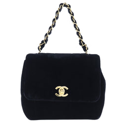 [CHANEL] Chanel COCO Mark Handbag Velor Black Hand Rock COCO Mark Ladies A-Rank