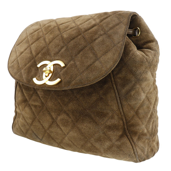 [CHANEL] Chanel 
 Matelasse Backpack・ Daypack 
 COCO Mark Swede xPlated Gold Brown Shoulder A5 Turn Lock Matelasse Ladies