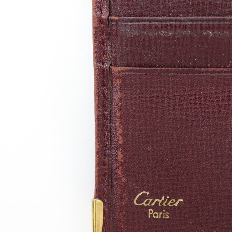 [Cartier] Cartier Must Line Bi-Fold Wallet Calfskin Bordeaux Open Must LINE Unisex B-Rank