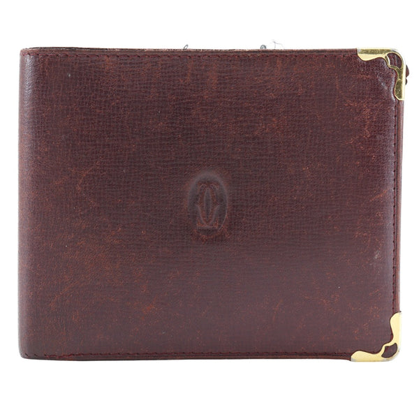 [Cartier] Cartier 
 Must Line Bi-Fold Wallet
 Calfskin Bordeaux Open Must LINE Unisex B-Rank