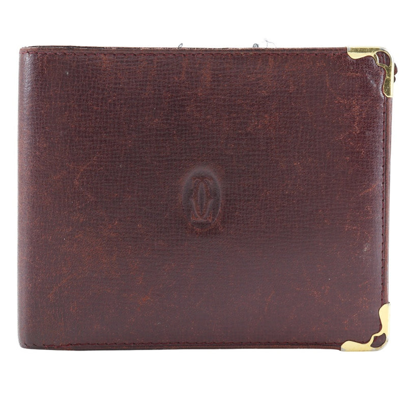 [Cartier] Cartier Must Line Bi-Fold Wallet Calfskin Bordeaux Open Must LINE Unisex B-Rank