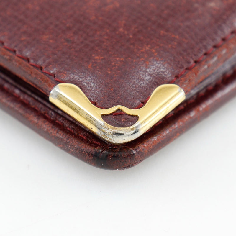 [Cartier] Cartier Must Line Bi-Fold Wallet Calfskin Bordeaux Open Must LINE Unisex B-Rank