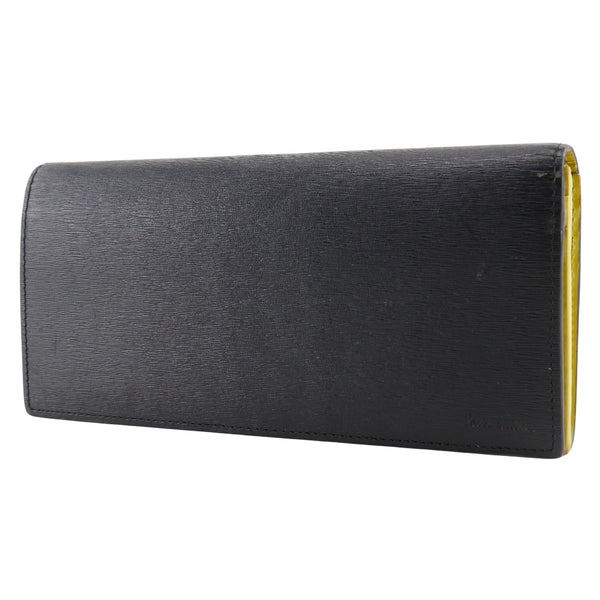 [Paul Smith] Paul Smith Long Wallet BPS486 CowHide Black Black/Yellow Green Open Men's'