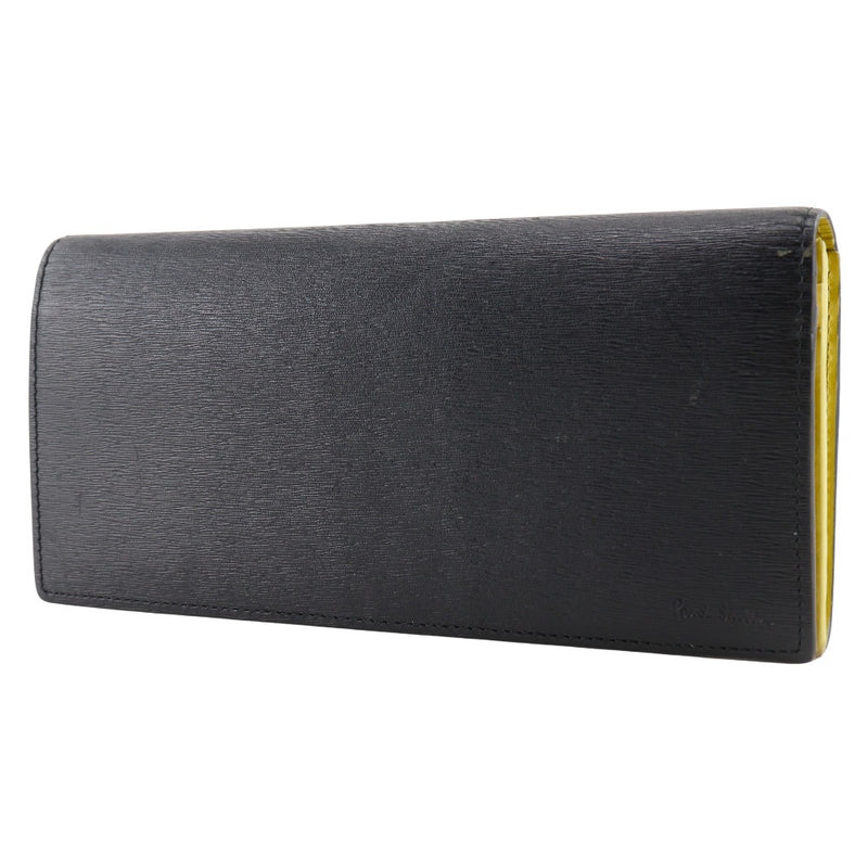 [Paul Smith] Paul Smith Long Wallet BPS486 Cowhide Black / Yellow Green Open Men's