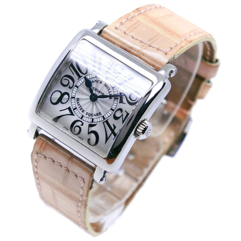 [弗兰克·穆勒（Franck Muller）]弗兰克·穆勒（Frank Muller） 
 大师级手表 
 6002S QZ不锈钢X鳄鱼粉红色石英模拟显示银色拨号主角女士