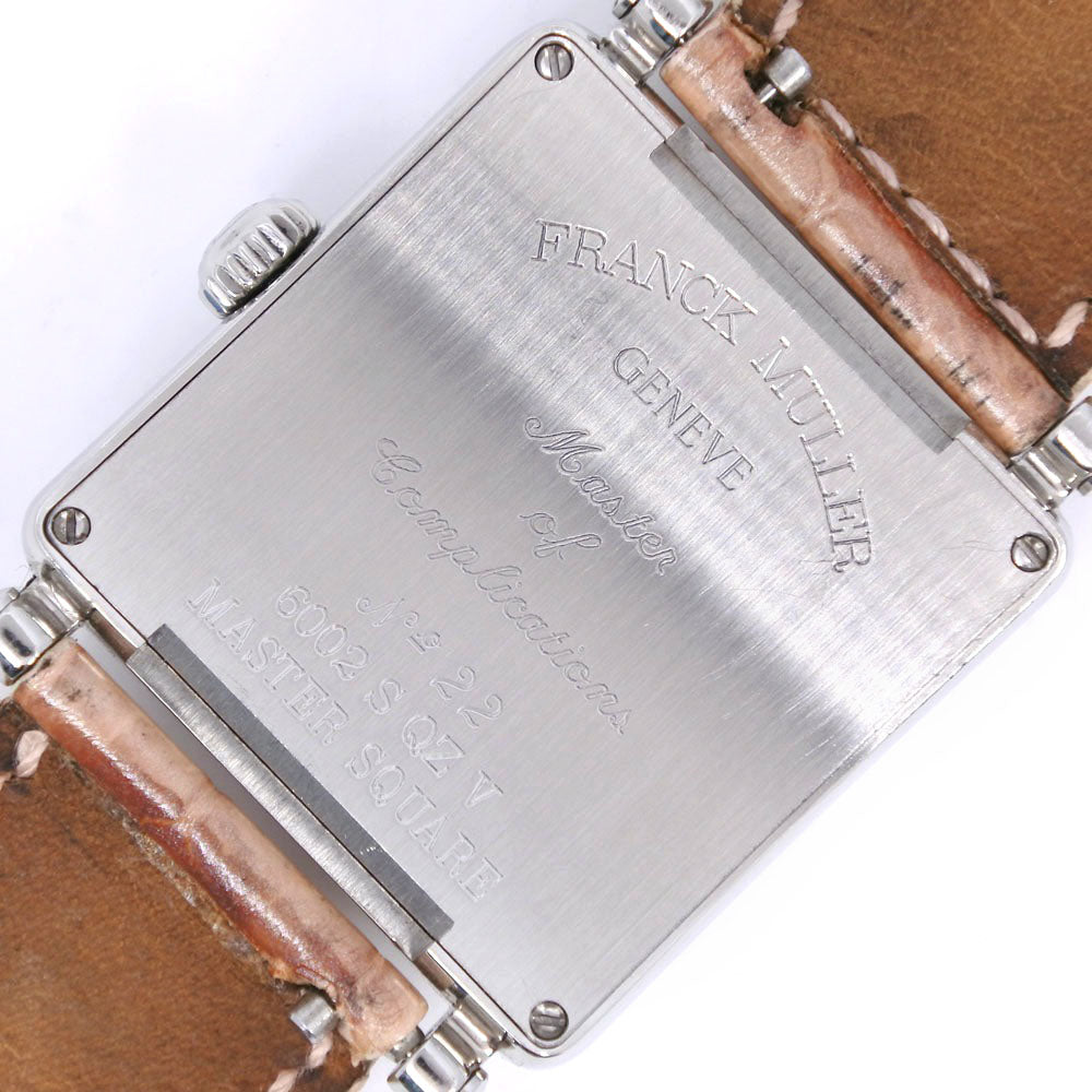 【FRANCK MULLER】フランクミュラー マスタースクエア 6002S QZ ステンレススチール×クロコダイル ピンク クオーツ アナログ表示 レディース シルバー文字盤 腕時計 FRANCK MULLER】フランクミュラー マスタースクエア 腕時計 6002S QZ
