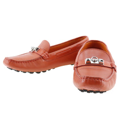 [HERMES] Hermes Driving Shoes Loafer Leather Orange DRIVING SHOES Ladies B-Rank