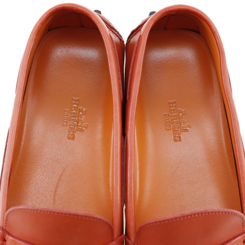 [HERMES] Hermes Driving Shoes Loafer Leather Orange DRIVING SHOES Ladies B-Rank