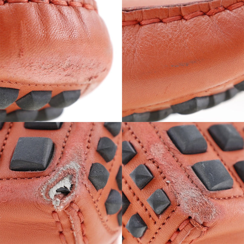 [Hermes] Hermes 
 Mocasines de zapatos de conducción 
 Zapatos de manejo de naranja de cuero damas b-rank