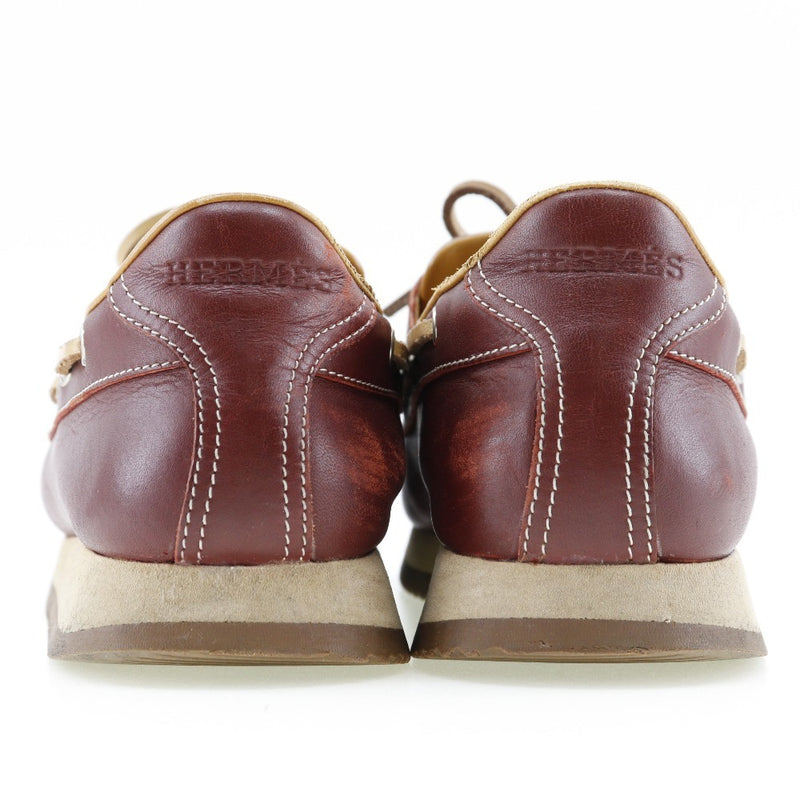 [Hermes] Hermes 
 Zapatillas de deporte de zapatos 
 Zapatos de cubierta de té rojo de cuero damas