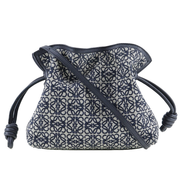 [Loewe] Loebe Flamenco 클러치 숄더백 Anagram A411FC2X24 CALF X Jacquard Navy Diagonal 2way Draw Die Flamenco Clutch Ladies