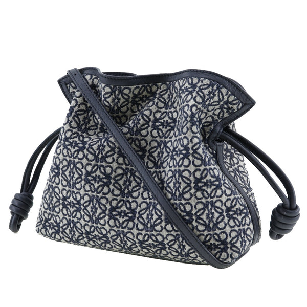 [Loewe] Loebe Flamenco 클러치 숄더백 Anagram A411FC2X24 CALF X Jacquard Navy Diagonal 2way Draw Die Flamenco Clutch Ladies