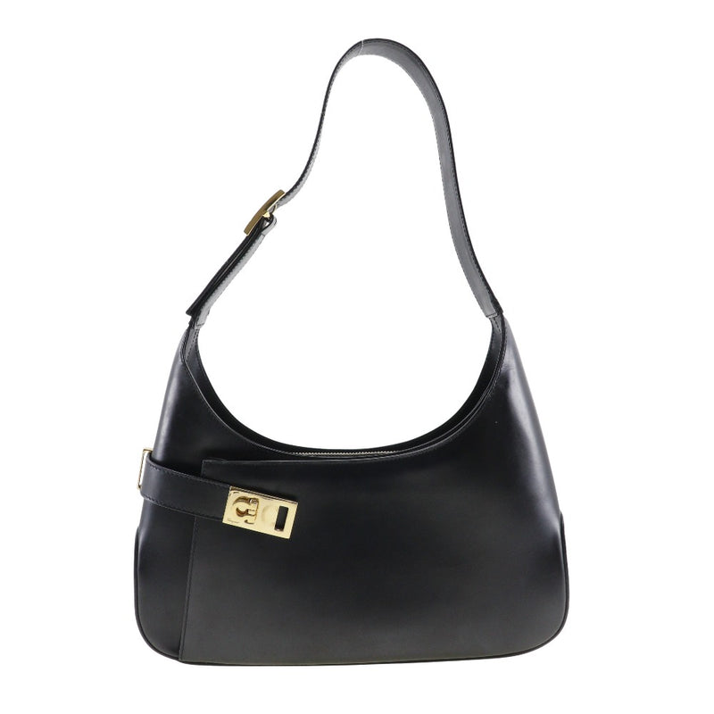 [Salvatore Ferragamo] Salvatore Ferragamo 
 Gancini Bolso de hombro 
 Un hombro AQ-21 0170 Sostener de hombro negro de pantorrilla Gancini Ladies