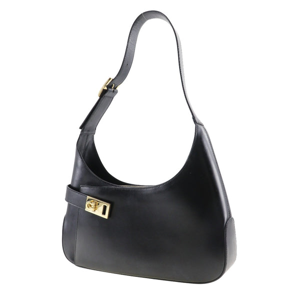 [Salvatore Ferragamo] Salvatore Ferragamo 
 Gancini Shoulder Bag
 One Belt AQ-21 0170 Calfskin Black shoulder Fastener GANCINI Ladies