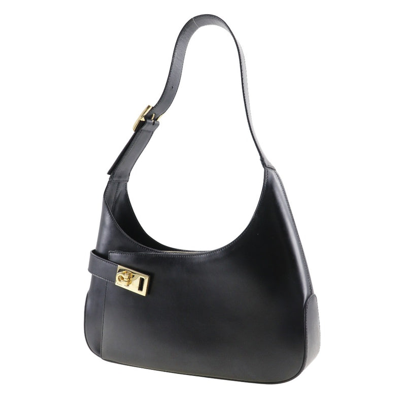 [Salvatore Ferragamo] Salvatore Ferragamo 
 Gancini Bolso de hombro 
 Un hombro AQ-21 0170 Sostener de hombro negro de pantorrilla Gancini Ladies