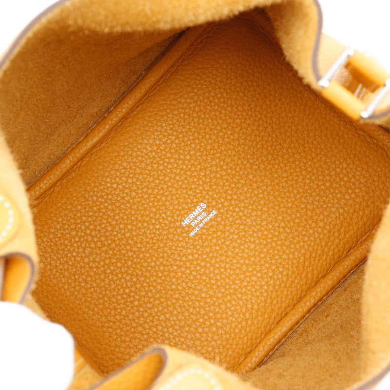 【HERMES】エルメス
 ピコタンロック 18 PM ハンドバッグ
 トリヨンクレマンス ムタード 黄 □Ｐ刻印 手提げ ベルト金具 Picotin Lock 18 PM レディースAランク