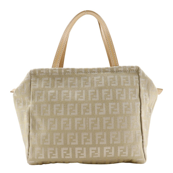 [FENDI] Fendi 
 Zukka handbag 
 Canvas beige handbag Fastener ZUCCA Ladies A-Rank