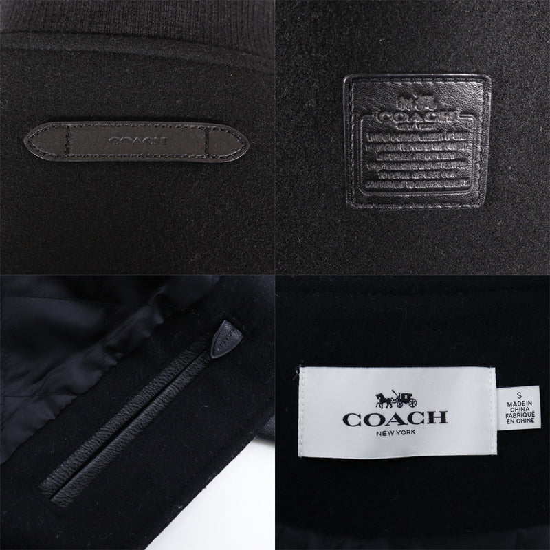 【COACH】コーチ
 ベースボールジャケット スタジャン
 F56216 ウール 黒/ピンク baseball jacket レディースAランク