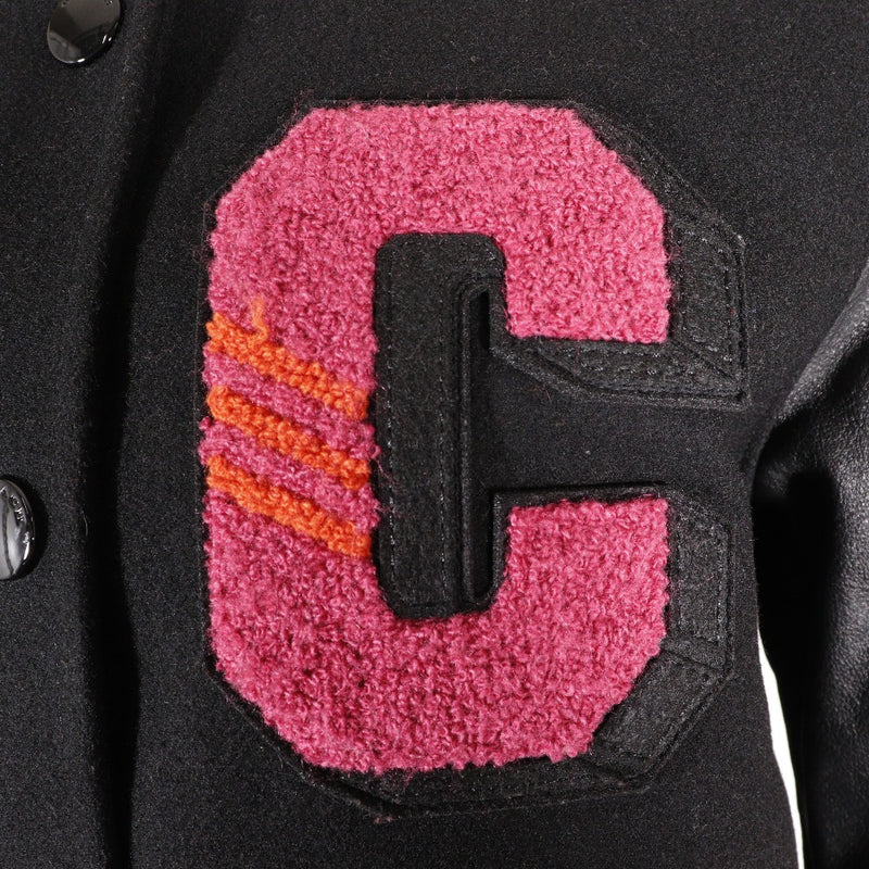 [教练]教练 
 棒球外套体育场 
 F56216羊毛黑色/粉红色棒球夹克女士