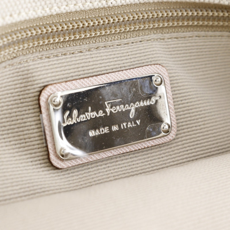 [Salvatore Ferragamo] Salvatore Ferragamo 
 Sac à main Vala 
 AU-21 B851 Canvas Beige / Pink Handscape A5 Open Vala Madies A Rank