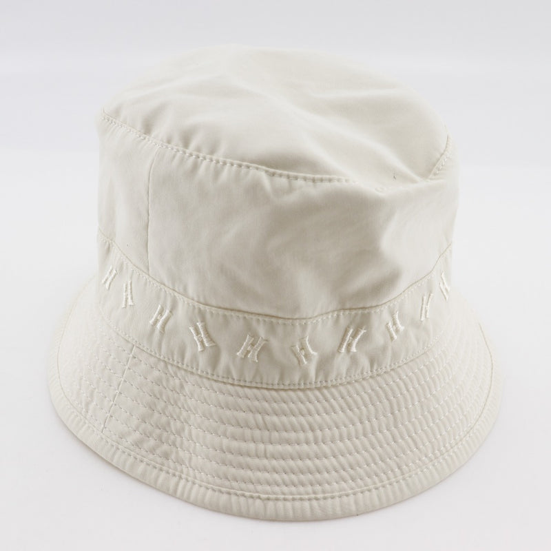 【HERMES】エルメス
 バケットハット ハット
 Hロゴ刺繍 ポリエステル×ナイロン オフホワイト Bucket hat レディース