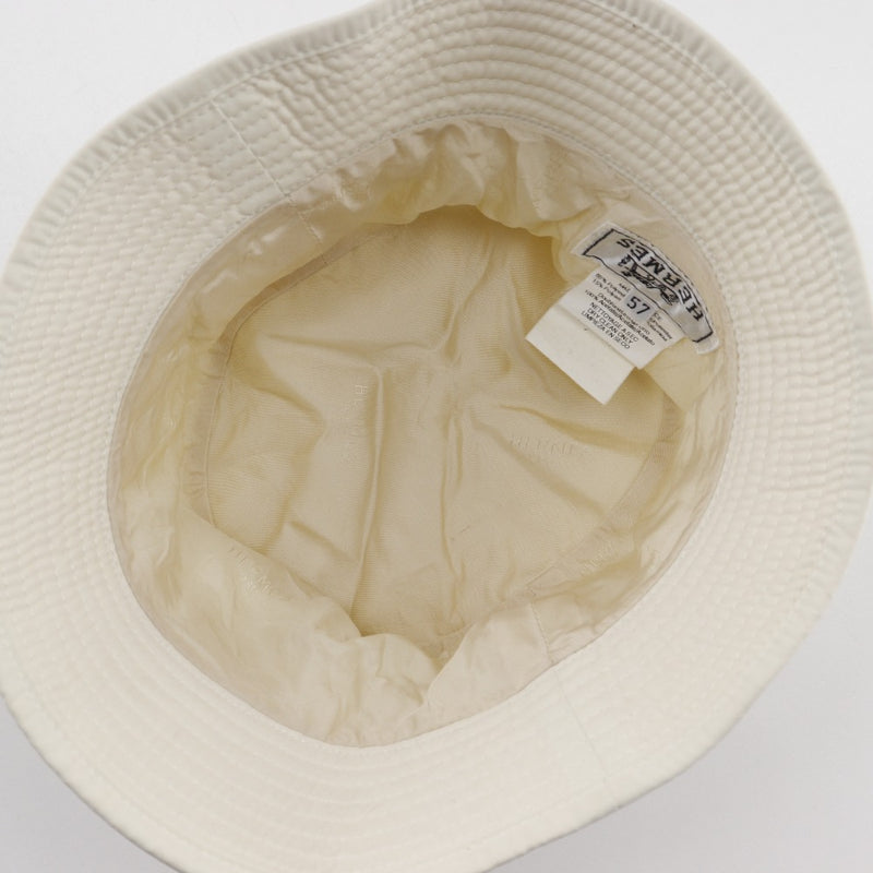 [Hermès] Hermès 
 Chapeau de godet 
 H Logo broderie Polyester x Nylon Off White Bucket Hat Ladies