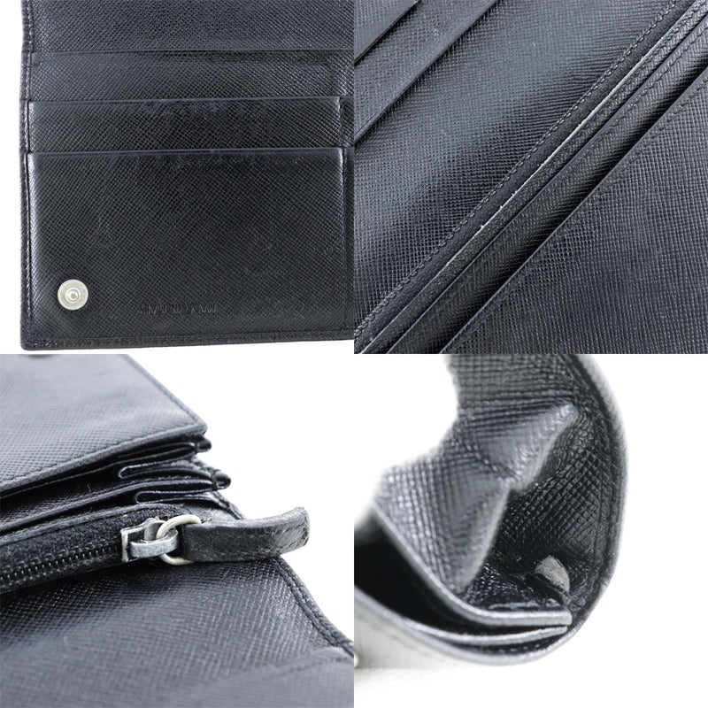 [프라다] 프라다 
 긴 지갑을 입력하십시오 
 로고 플레이트 M608A SAFIANO BLACK SNAP 버튼 테스트 UNISEX
