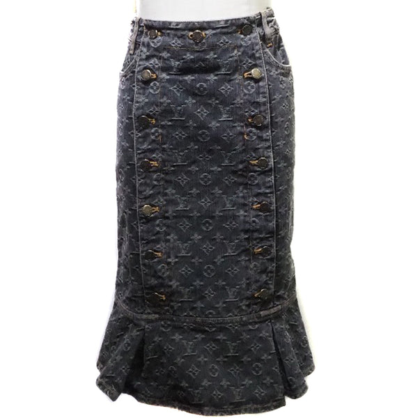 [Louis Vuitton] Louis Vuitton 
 Mermaid skirt skirt 
 Denim Black Mermaid Skirt Ladies A Rank