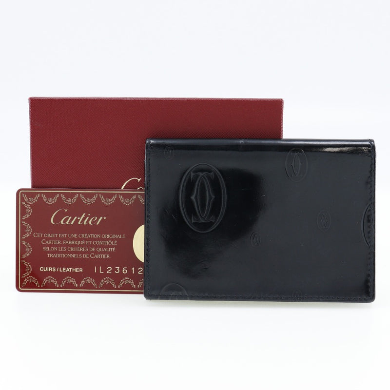 [Cartier] Cartier 
 Happy Birthday Tarjetas de presentación 
 Patente de cuero negro abierto feliz cumpleaños damas