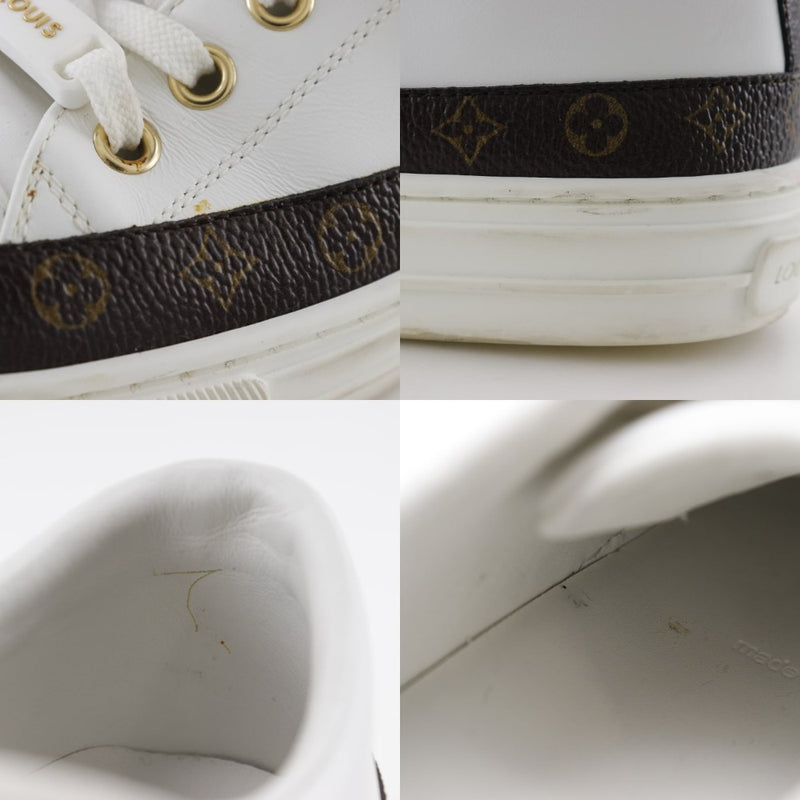 [Louis Vuitton]LOUIS VUITTON
 Zapatillas de zapatillas estelares 
 Cuero de bajo corte x lienzo de monograma blanco VL0270 Línea estelar grabada Damas