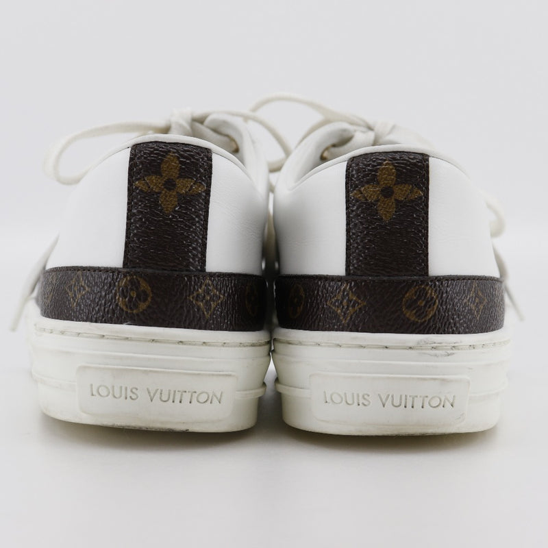 [Louis Vuitton]LOUIS VUITTON
 Zapatillas de zapatillas estelares 
 Cuero de bajo corte x lienzo de monograma blanco VL0270 Línea estelar grabada Damas